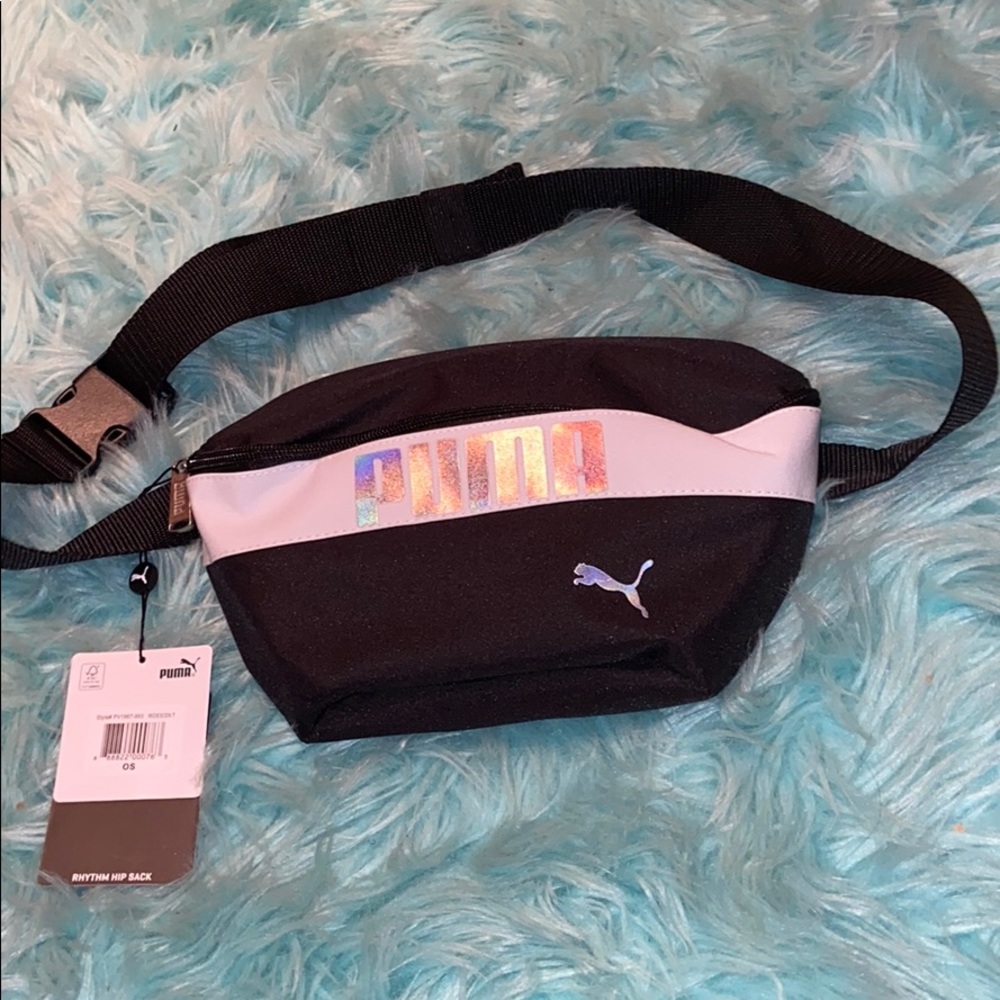 Puma black and white metallic fanny pack